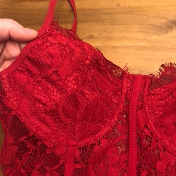 Red lingerie teddy negligee bodysuit Lace underwire New - Picture 5 of 6
